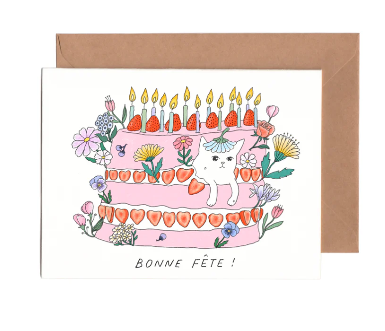 Cat Cake (EN/FR) Birthday Card
