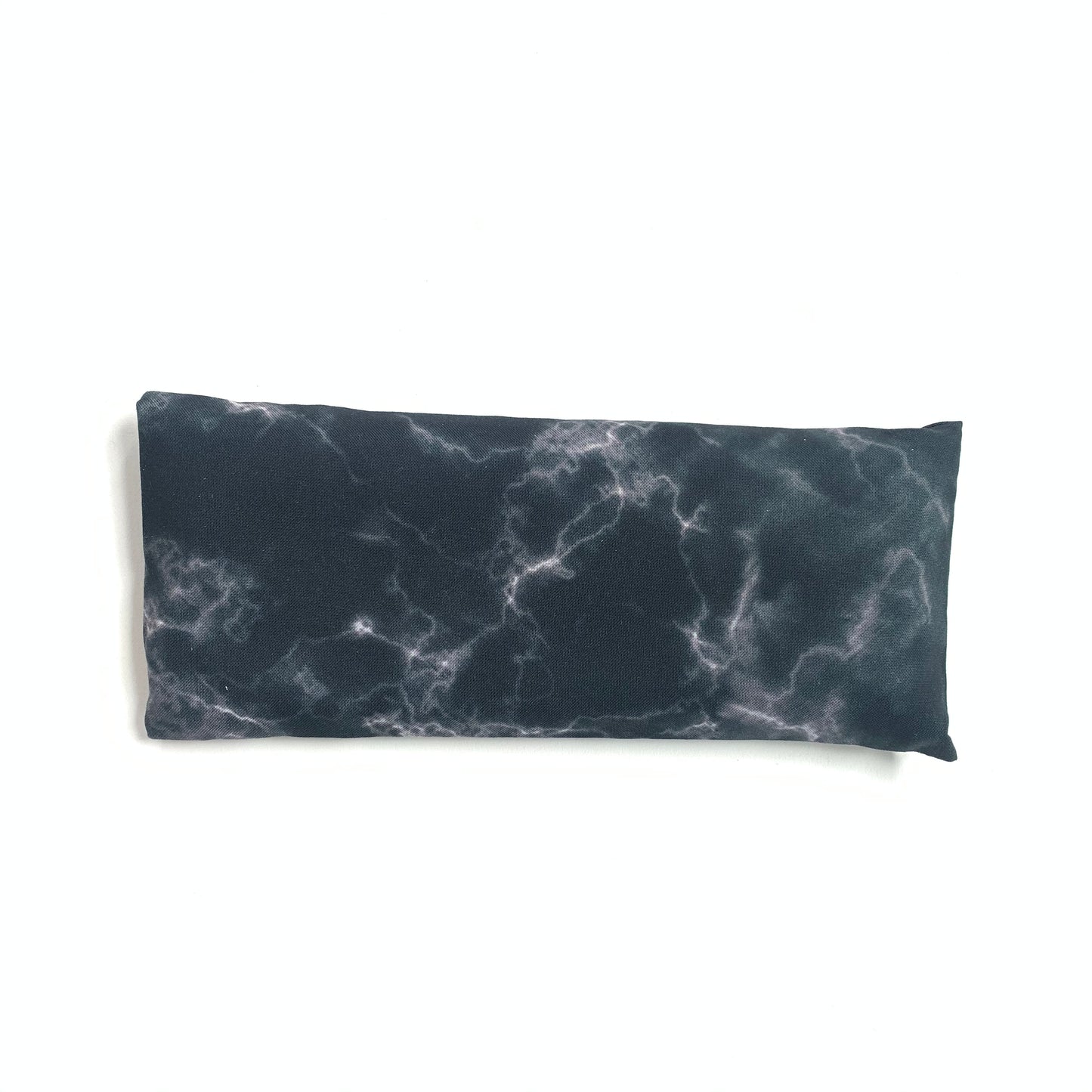 Lavender eye pillow with black and white hand dyed marble design, made in Toronto, Ontario, Canada.