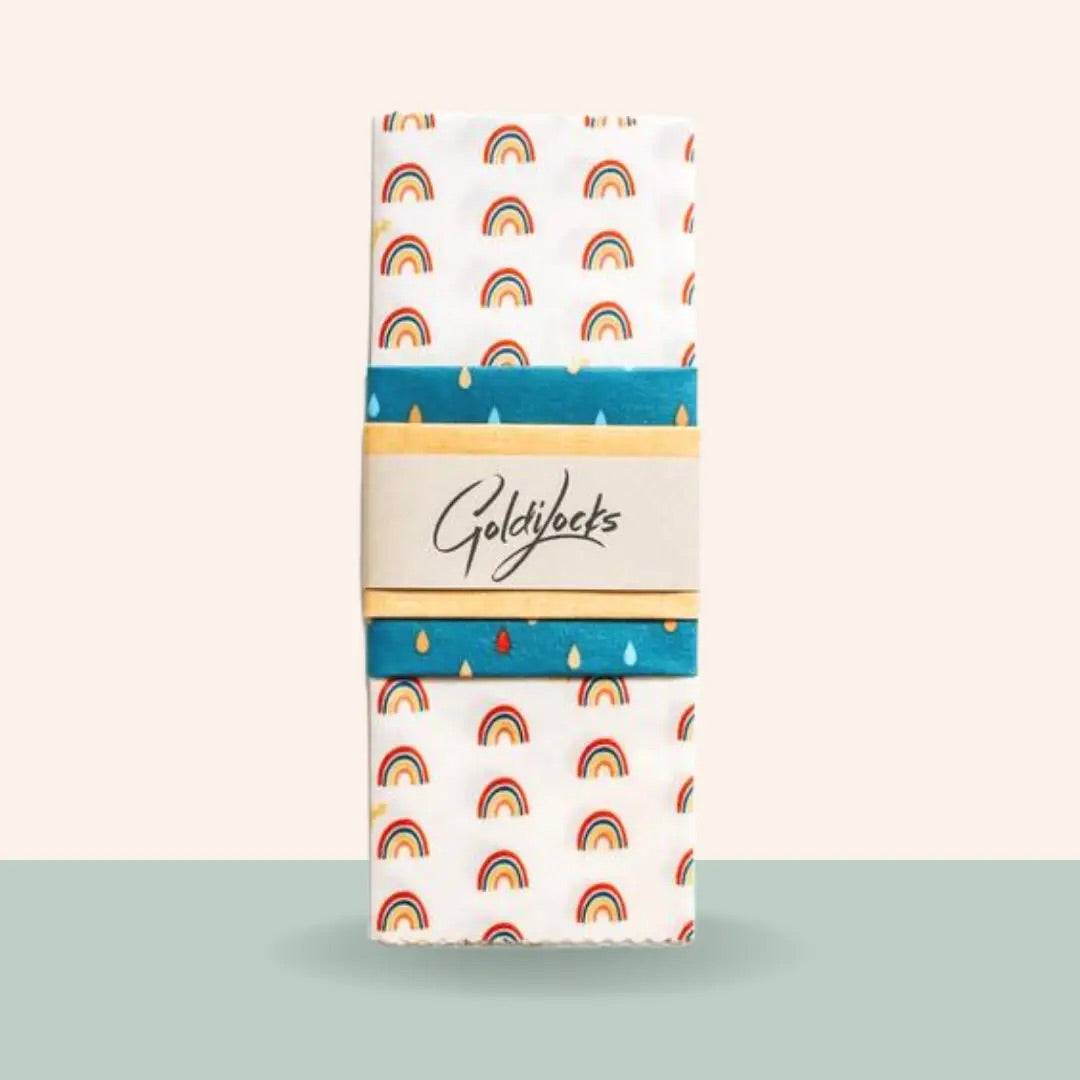 "Rainbows" Reusable Beeswax Food Wrap (Set of 3)