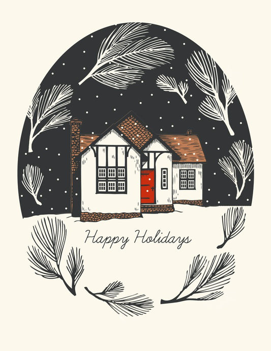 "Snowy Cottage" Holiday Card
