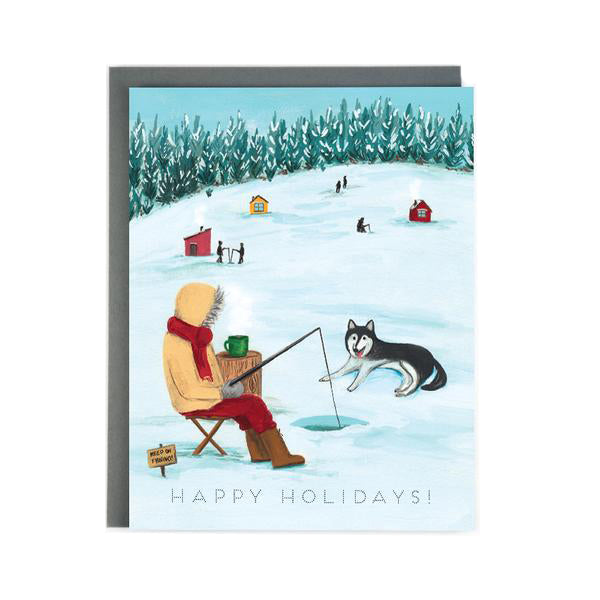 Ice Fishing Holiday Card