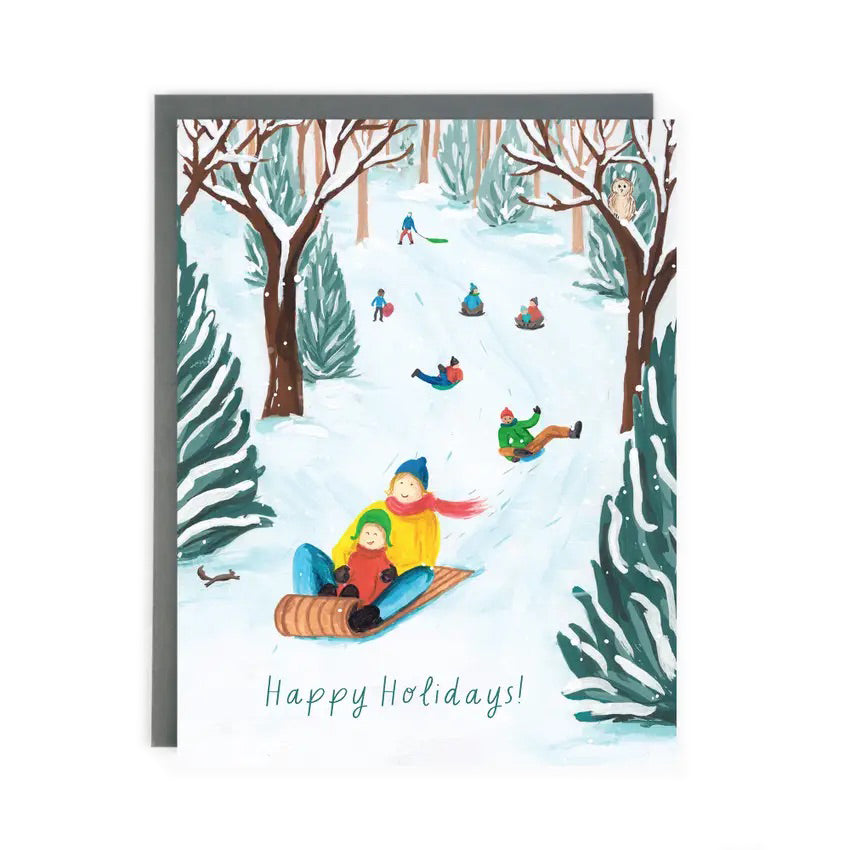 Tobogganning Holiday Card