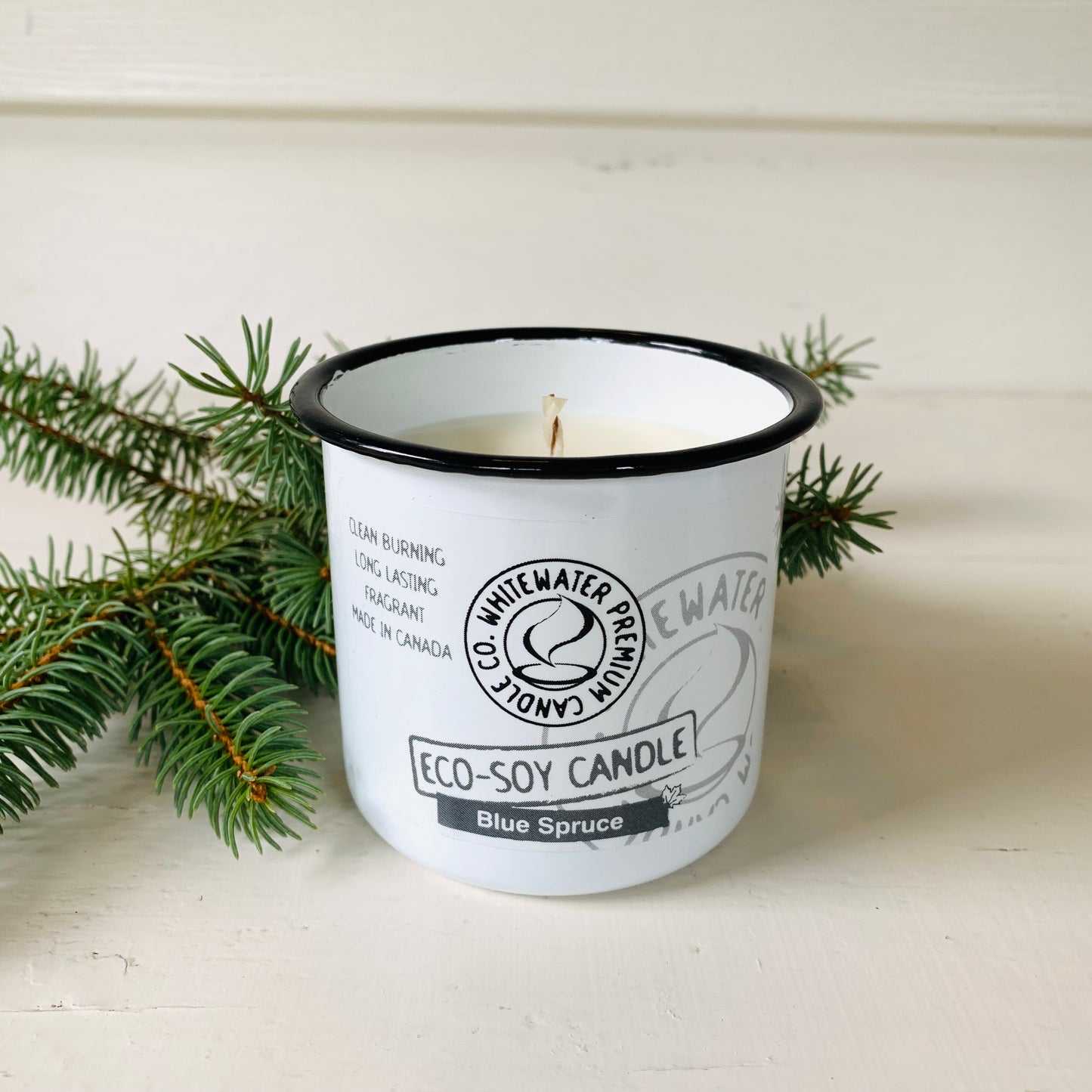 Canadian made natural eco soy Blue Spruce scented candle.