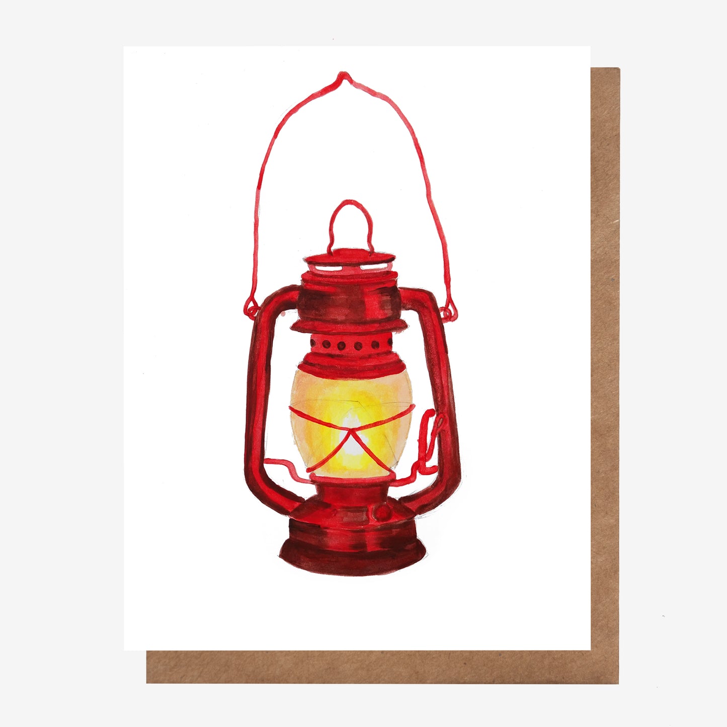Red Vintage Camping Lantern Card