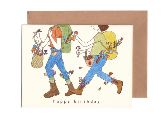 Mushroom Picking (EN/FR) Birthday Card