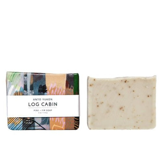Made in Canada Natural Log Cabin Soap by Anto Yukon with artwork wrapper by Meghan Hildebrand. The perfect unique Canadian made gift!