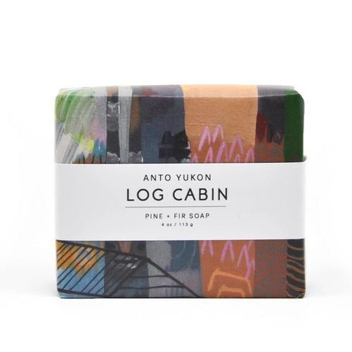 Made in Canada Natural Log Cabin Soap by Anto Yukon with artwork wrapper by Meghan Hildebrand. The perfect unique Canadian made gift!