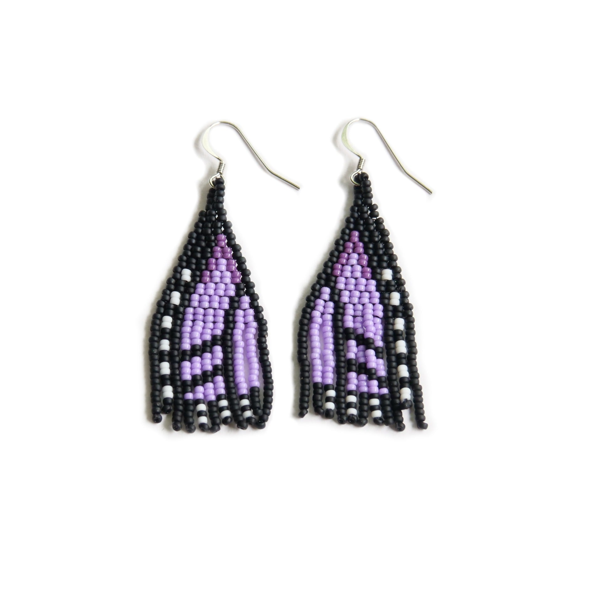 Purple Monarch Butterfly beaded earrings handmade by Canadian indigenous artist Bead n' Butter.