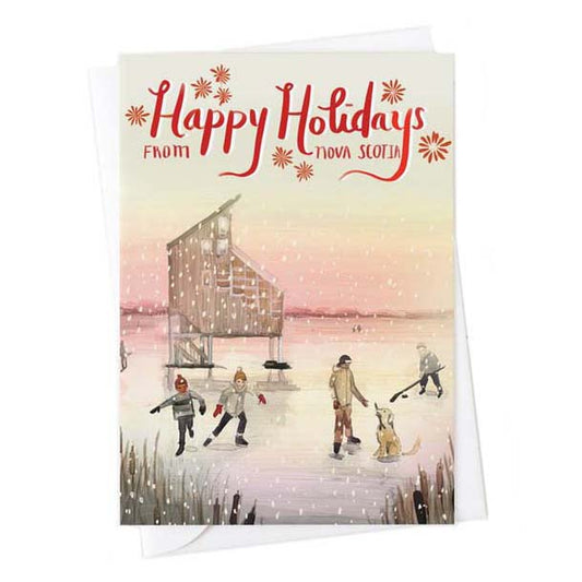 Skating on Lake Banook Holiday Card