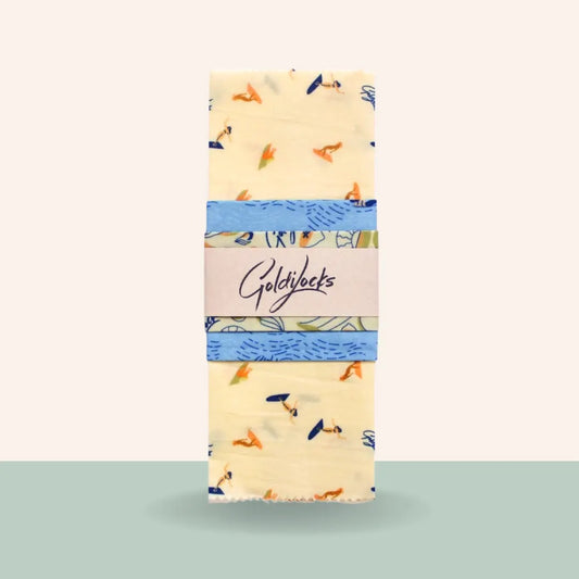 "Surfer Girls" Reusable Beeswax Food Wrap (Set of 3)