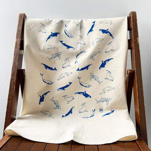 Organic Cotton Whales Tea Towel