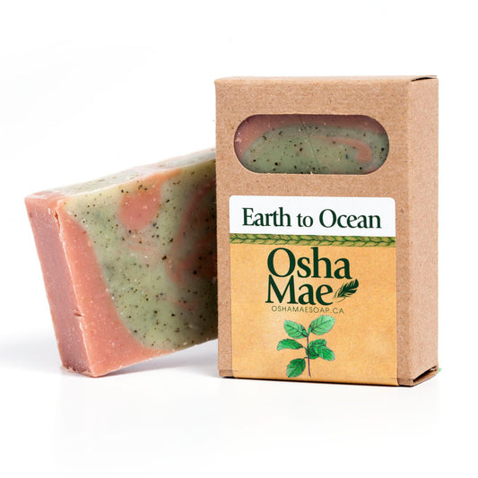 Made in Canada natural soap made with spearmint, seaweed and pink clay.