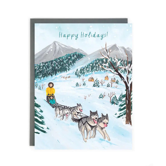 Dog Sledding Holiday Card