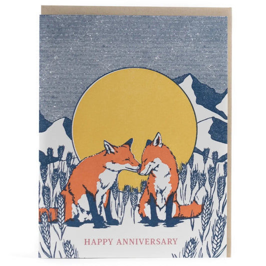 "Foxes in love" Anniversary Card