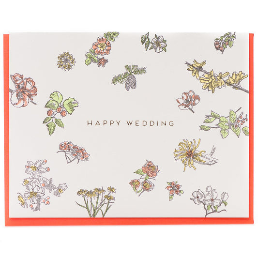 "Happy Wedding Floral" Wedding Card