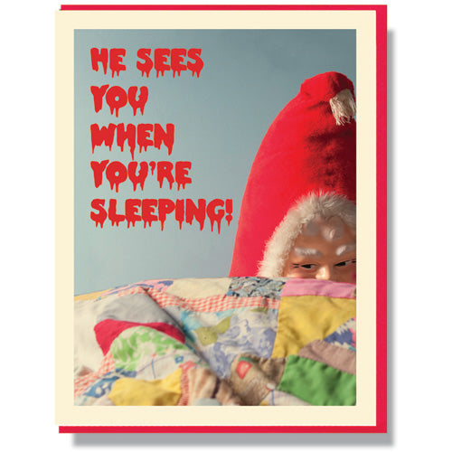 Creepy Santa Sleeping - Holiday Card