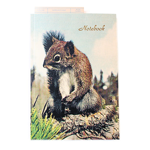 Canadian made notebook with a printed photograph of a squirrel on the cover.