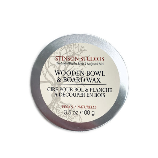 All natural vegan wood bowl and board wax made in Canada by Stinson Studios.