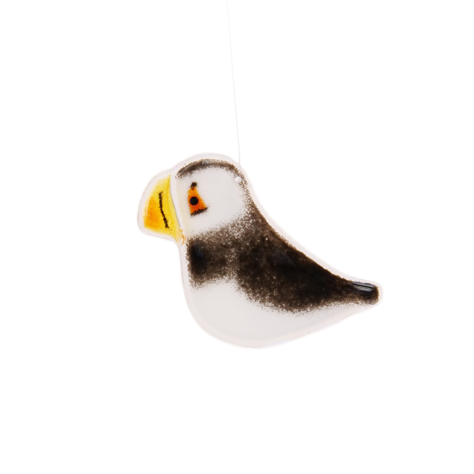 Glass Atlantic Puffin ornament handmade in Canada.