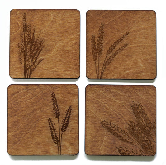 Wheat Sheaf Wood Coasters - Zealous Decor